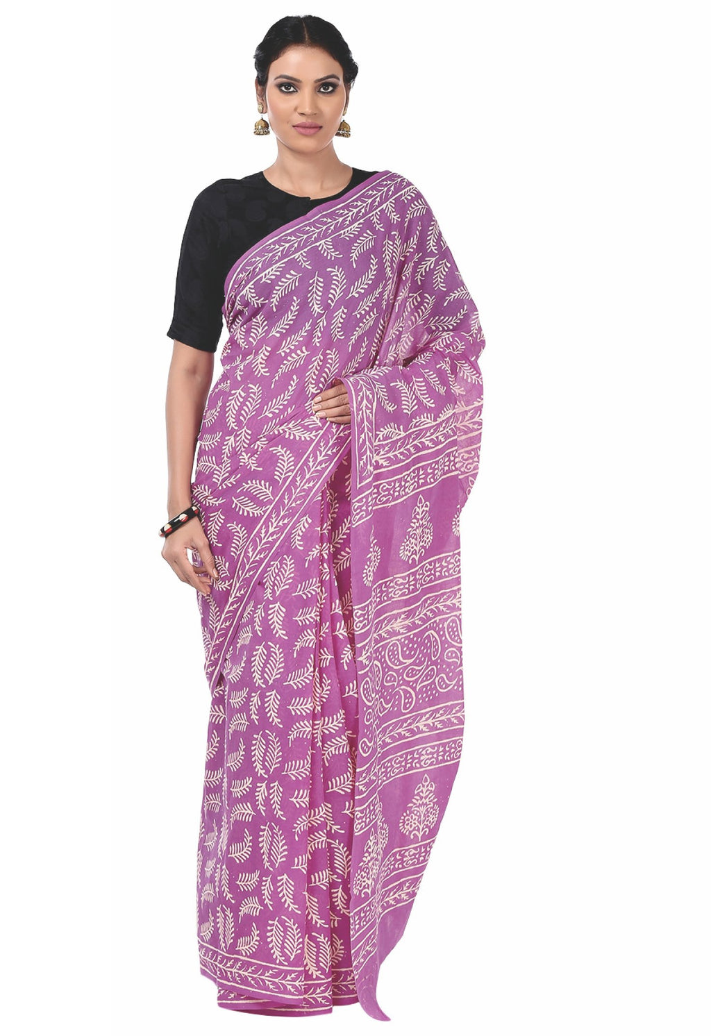 Pink Cotton Colored Dabu Hand Block Print Handcrafted Saree-Saree-Kalakari India-BAPASA0045-Cotton, Dabu, Geographical Indication, Hand Blocks, Hand Crafted, Heritage Prints, Natural Dyes, Sarees, Sustainable Fabrics-[Linen,Ethnic,wear,Fashionista,Handloom,Handicraft,Indigo,blockprint,block,print,Cotton,Chanderi,Blue, latest,classy,party,bollywood,trendy,summer,style,traditional,formal,elegant,unique,style,hand,block,print, dabu,booti,gift,present,glamorous,affordable,collectible,Sari,Saree,prin