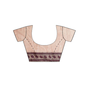 Maroon & Cream Bagh Hand Block Print Handcrafted Cotton Saree-Saree-Kalakari India-BAPASA0063-Bagh, Cotton, Geographical Indication, Hand Blocks, Hand Crafted, Heritage Prints, Sarees, Sustainable Fabrics-[Linen,Ethnic,wear,Fashionista,Handloom,Handicraft,Indigo,blockprint,block,print,Cotton,Chanderi,Blue, latest,classy,party,bollywood,trendy,summer,style,traditional,formal,elegant,unique,style,hand,block,print, dabu,booti,gift,present,glamorous,affordable,collectible,Sari,Saree,printed, holi, D