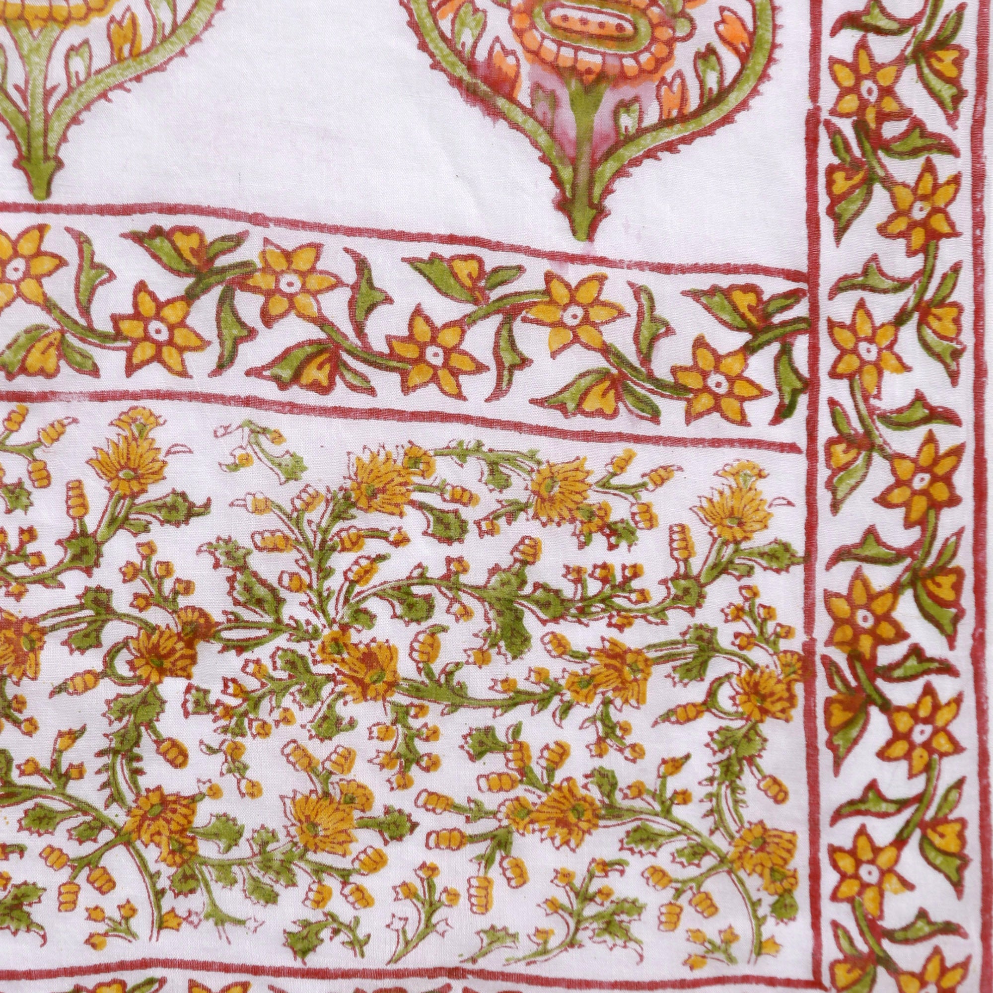 Off-White & Mustard Yellow Hand Block Print Handcrafted Cotton Saree-Saree-Kalakari India-BAPASA0085-Cotton, Dabu, Geographical Indication, Hand Blocks, Hand Crafted, Heritage Prints, Sarees, Sustainable Fabrics-[Linen,Ethnic,wear,Fashionista,Handloom,Handicraft,Indigo,blockprint,block,print,Cotton,Chanderi,Blue, latest,classy,party,bollywood,trendy,summer,style,traditional,formal,elegant,unique,style,hand,block,print, dabu,booti,gift,present,glamorous,affordable,collectible,Sari,Saree,printed, 