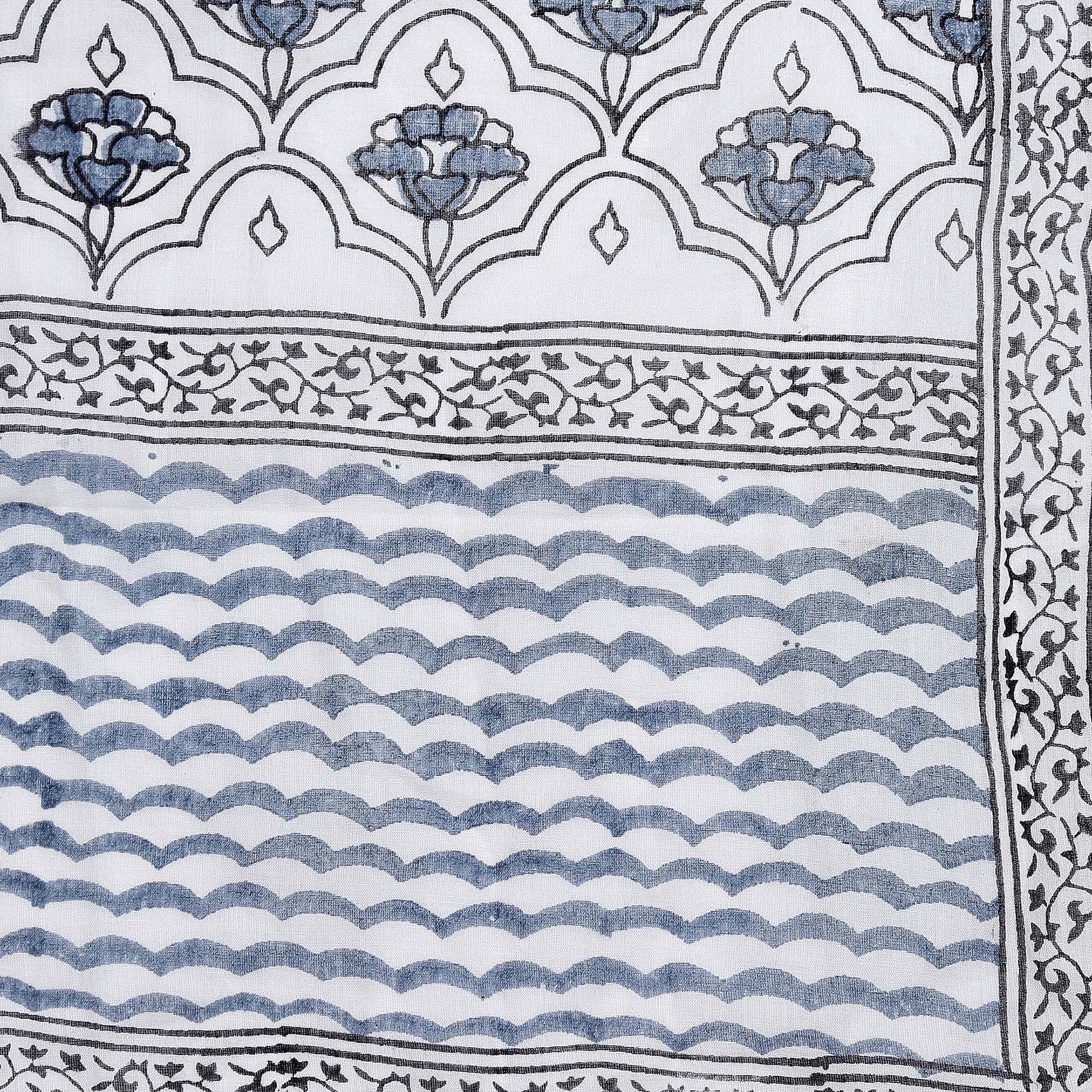White & Blue Hand block Print Handcrafted Cotton Saree-Saree-Kalakari India-BAPASA0088-Cotton, Dabu, Geographical Indication, Hand Blocks, Hand Crafted, Heritage Prints, Sarees, Sustainable Fabrics-[Linen,Ethnic,wear,Fashionista,Handloom,Handicraft,Indigo,blockprint,block,print,Cotton,Chanderi,Blue, latest,classy,party,bollywood,trendy,summer,style,traditional,formal,elegant,unique,style,hand,block,print, dabu,booti,gift,present,glamorous,affordable,collectible,Sari,Saree,printed, holi, Diwali, 