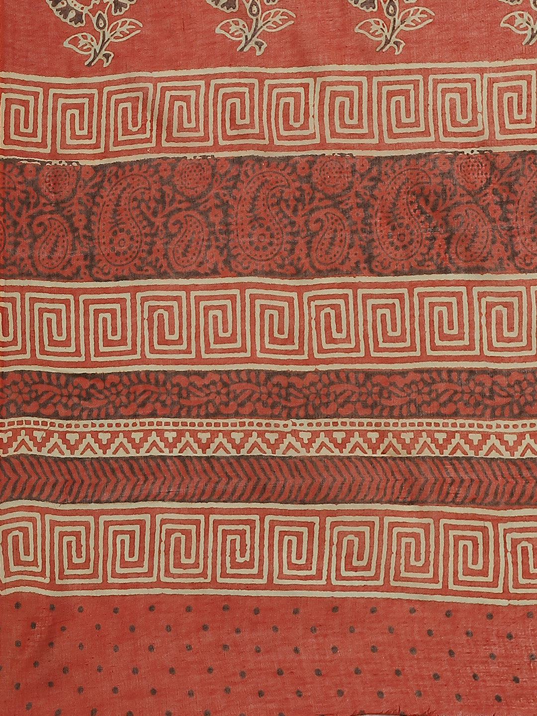 Brown and White, Kalakari India Pure Cotton Hand Block Printed Saree and Blouse BAPASA0095-Saree-Kalakari India-BAPASA0095-Block Print, Cotton, Geographical Indication, Hand Crafted, Heritage Prints, Natural Dyes, Red, Sarees, Sustainable Fabrics, Woven, Yellow-[Linen,Ethnic,wear,Fashionista,Handloom,Handicraft,Indigo,blockprint,block,print,Cotton,Chanderi,Blue, latest,classy,party,bollywood,trendy,summer,style,traditional,formal,elegant,unique,style,hand,block,print, dabu,booti,gift,present,gla