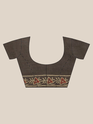 Grey and White, Kalakari India Pure Cotton Hand Block Printed Saree and Blouse BAPASA0096-Saree-Kalakari India-BAPASA0096-Block Print, Cotton, Geographical Indication, Hand Crafted, Heritage Prints, Natural Dyes, Red, Sarees, Sustainable Fabrics, Woven, Yellow-[Linen,Ethnic,wear,Fashionista,Handloom,Handicraft,Indigo,blockprint,block,print,Cotton,Chanderi,Blue, latest,classy,party,bollywood,trendy,summer,style,traditional,formal,elegant,unique,style,hand,block,print, dabu,booti,gift,present,glam