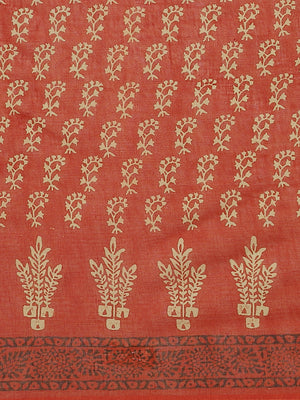 Brown and White, Kalakari India Pure Cotton Hand Block Printed Saree and Blouse BAPASA0099-Saree-Kalakari India-BAPASA0099-Block Print, Cotton, Geographical Indication, Hand Crafted, Heritage Prints, Natural Dyes, Red, Sarees, Sustainable Fabrics, Woven, Yellow-[Linen,Ethnic,wear,Fashionista,Handloom,Handicraft,Indigo,blockprint,block,print,Cotton,Chanderi,Blue, latest,classy,party,bollywood,trendy,summer,style,traditional,formal,elegant,unique,style,hand,block,print, dabu,booti,gift,present,gla
