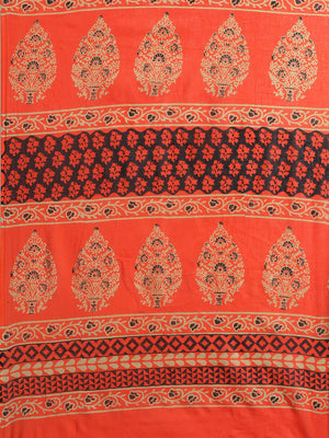 Orange and Black, Kalakari India Cotton Orange Hand crafted saree with blouse BAPASA0103-Saree-Kalakari India-BAPASA0103-Block Print, Cotton, Geographical Indication, Hand Crafted, Heritage Prints, Natural Dyes, Red, Sarees, Sustainable Fabrics, Woven, Yellow-[Linen,Ethnic,wear,Fashionista,Handloom,Handicraft,Indigo,blockprint,block,print,Cotton,Chanderi,Blue, latest,classy,party,bollywood,trendy,summer,style,traditional,formal,elegant,unique,style,hand,block,print, dabu,booti,gift,present,glamo