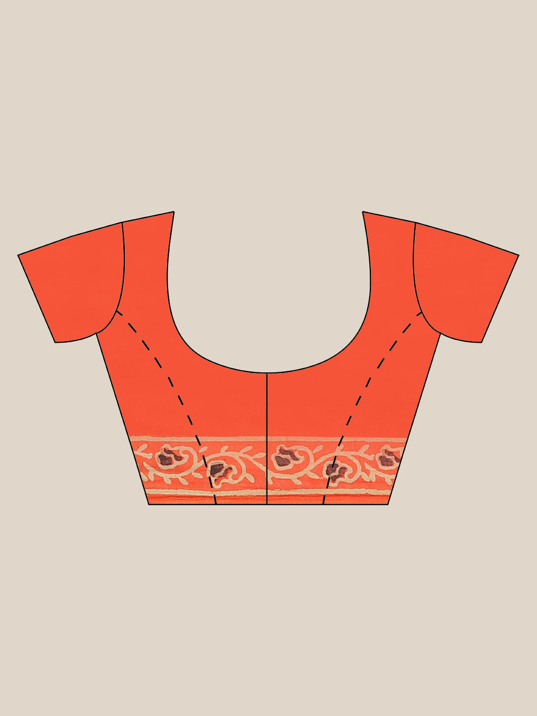 Orange and Black, Kalakari India Cotton Orange Hand crafted saree with blouse BAPASA0103-Saree-Kalakari India-BAPASA0103-Block Print, Cotton, Geographical Indication, Hand Crafted, Heritage Prints, Natural Dyes, Red, Sarees, Sustainable Fabrics, Woven, Yellow-[Linen,Ethnic,wear,Fashionista,Handloom,Handicraft,Indigo,blockprint,block,print,Cotton,Chanderi,Blue, latest,classy,party,bollywood,trendy,summer,style,traditional,formal,elegant,unique,style,hand,block,print, dabu,booti,gift,present,glamo