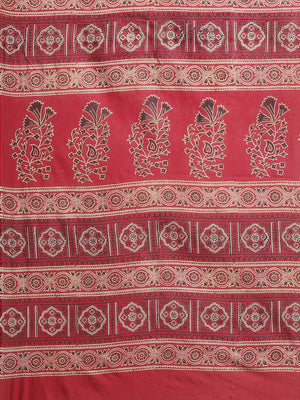 Maroon and Black, Kalakari India Cotton Maroon Hand crafted saree with blouse BAPASA0104-Saree-Kalakari India-BAPASA0104-Block Print, Cotton, Geographical Indication, Hand Crafted, Heritage Prints, Natural Dyes, Red, Sarees, Sustainable Fabrics, Woven, Yellow-[Linen,Ethnic,wear,Fashionista,Handloom,Handicraft,Indigo,blockprint,block,print,Cotton,Chanderi,Blue, latest,classy,party,bollywood,trendy,summer,style,traditional,formal,elegant,unique,style,hand,block,print, dabu,booti,gift,present,glamo