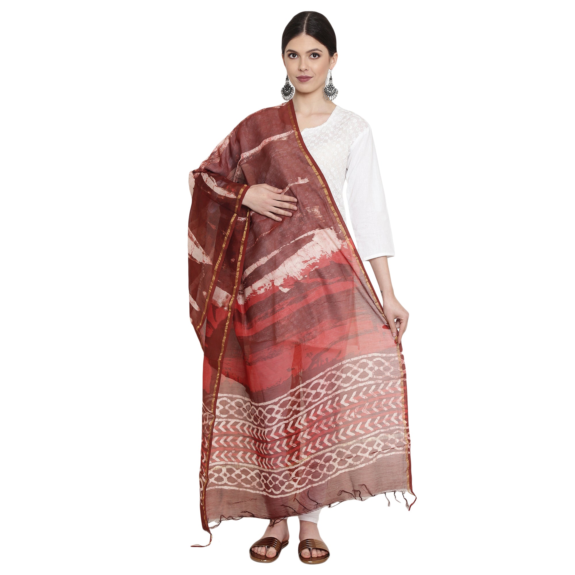 Hand Block Print Dupatta-Kalakari India-[Linen,Ethnic,wear,Fashionista,Handloom,Handicraft,Indigo,blockprint,block,print,Cotton,Chanderi,Blue, latest,classy,party,bollywood,trendy,summer,style,traditional,formal,elegant,unique,style,hand,block,print, dabu,booti,gift,present,glamorous,affordable,collectible,Sari,Saree,printed, holi, Diwali, birthday, anniversary, sustainable, organic, scarf, online, low price, discount, Indian saree, Indian sari]-Kalakari India