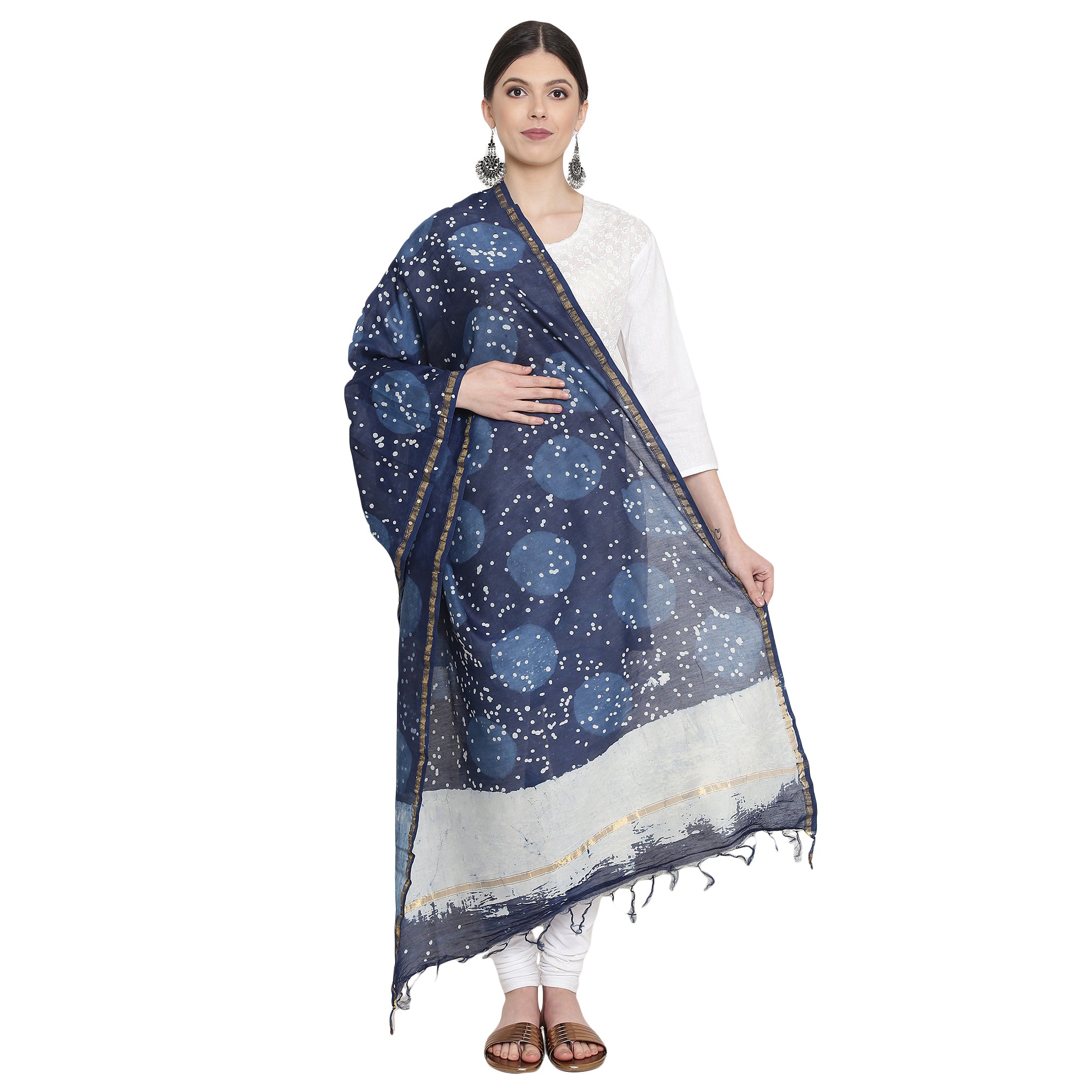 Hand Block Print Dupatta-Kalakari India-[Linen,Ethnic,wear,Fashionista,Handloom,Handicraft,Indigo,blockprint,block,print,Cotton,Chanderi,Blue, latest,classy,party,bollywood,trendy,summer,style,traditional,formal,elegant,unique,style,hand,block,print, dabu,booti,gift,present,glamorous,affordable,collectible,Sari,Saree,printed, holi, Diwali, birthday, anniversary, sustainable, organic, scarf, online, low price, discount, Indian saree, Indian sari]-Kalakari India