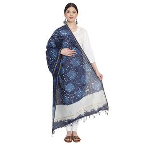 Hand Block Print Dupatta-Kalakari India-[Linen,Ethnic,wear,Fashionista,Handloom,Handicraft,Indigo,blockprint,block,print,Cotton,Chanderi,Blue, latest,classy,party,bollywood,trendy,summer,style,traditional,formal,elegant,unique,style,hand,block,print, dabu,booti,gift,present,glamorous,affordable,collectible,Sari,Saree,printed, holi, Diwali, birthday, anniversary, sustainable, organic, scarf, online, low price, discount, Indian saree, Indian sari]-Kalakari India