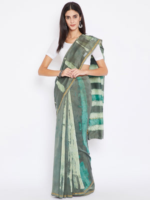 Teal & White Chanderi Silk Cotton Hand Block Print Handcrafted Saree-Saree-Kalakari India-BHKPSA0002-Chanderi, Dabu, Geographical Indication, Hand Blocks, Hand Crafted, Heritage Prints, Natural Dyes, Sarees, Sustainable Fabrics-[Linen,Ethnic,wear,Fashionista,Handloom,Handicraft,Indigo,blockprint,block,print,Cotton,Chanderi,Blue, latest,classy,party,bollywood,trendy,summer,style,traditional,formal,elegant,unique,style,hand,block,print, dabu,booti,gift,present,glamorous,affordable,collectible,Sari