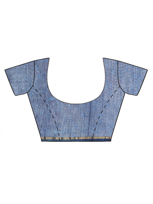 Blue & White Chanderi Silk Cotton Hand Block Print Handcrafted Saree-Saree-Kalakari India-BHKPSA0003-Chanderi, Dabu, Geographical Indication, Hand Blocks, Hand Crafted, Heritage Prints, Indigo, Natural Dyes, Sarees, Sustainable Fabrics-[Linen,Ethnic,wear,Fashionista,Handloom,Handicraft,Indigo,blockprint,block,print,Cotton,Chanderi,Blue, latest,classy,party,bollywood,trendy,summer,style,traditional,formal,elegant,unique,style,hand,block,print, dabu,booti,gift,present,glamorous,affordable,collecti