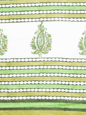 Green & White Mughal Hand Block Print Handcrafted Cotton Saree-Saree-Kalakari India-BHKPSA0016-Cotton, Geographical Indication, Hand Blocks, Hand Crafted, Heritage Prints, Sanganeri, Sarees, Sustainable Fabrics-[Linen,Ethnic,wear,Fashionista,Handloom,Handicraft,Indigo,blockprint,block,print,Cotton,Chanderi,Blue, latest,classy,party,bollywood,trendy,summer,style,traditional,formal,elegant,unique,style,hand,block,print, dabu,booti,gift,present,glamorous,affordable,collectible,Sari,Saree,printed, h