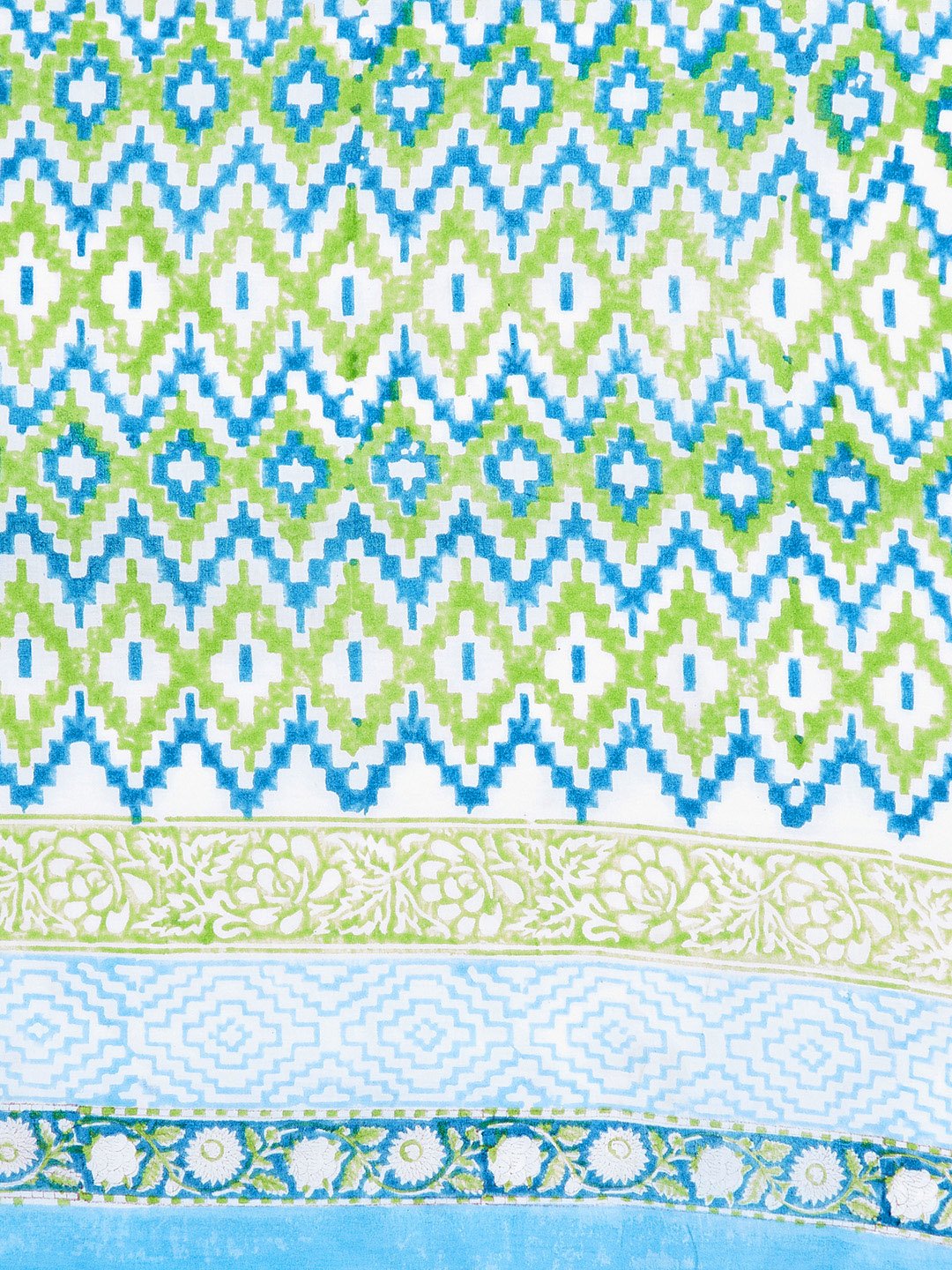 White & Green Mughal Hand Block Print Handcrafted Cotton Saree-Saree-Kalakari India-BHKPSA0019-Cotton, Geographical Indication, Hand Blocks, Hand Crafted, Heritage Prints, Sanganeri, Sarees, Sustainable Fabrics-[Linen,Ethnic,wear,Fashionista,Handloom,Handicraft,Indigo,blockprint,block,print,Cotton,Chanderi,Blue, latest,classy,party,bollywood,trendy,summer,style,traditional,formal,elegant,unique,style,hand,block,print, dabu,booti,gift,present,glamorous,affordable,collectible,Sari,Saree,printed, h