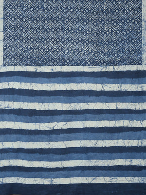 Navy Blue & White Mud Resist Handblock Print Handcrafted Cotton Saree-Saree-Kalakari India-BHKPSA0026-Cotton, Dabu, Geographical Indication, Hand Blocks, Hand Crafted, Heritage Prints, Indigo, Natural Dyes, Sarees, Sustainable Fabrics-[Linen,Ethnic,wear,Fashionista,Handloom,Handicraft,Indigo,blockprint,block,print,Cotton,Chanderi,Blue, latest,classy,party,bollywood,trendy,summer,style,traditional,formal,elegant,unique,style,hand,block,print, dabu,booti,gift,present,glamorous,affordable,collectib