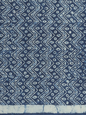 Navy Blue & White Mud Resist Handblock Print Handcrafted Cotton Saree-Saree-Kalakari India-BHKPSA0026-Cotton, Dabu, Geographical Indication, Hand Blocks, Hand Crafted, Heritage Prints, Indigo, Natural Dyes, Sarees, Sustainable Fabrics-[Linen,Ethnic,wear,Fashionista,Handloom,Handicraft,Indigo,blockprint,block,print,Cotton,Chanderi,Blue, latest,classy,party,bollywood,trendy,summer,style,traditional,formal,elegant,unique,style,hand,block,print, dabu,booti,gift,present,glamorous,affordable,collectib