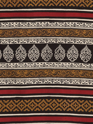 Off-White & Black Bagh Hand Block Print Handcrafted Saree-Saree-Kalakari India-BHKPSA0028-Cotton, Dabu, Geographical Indication, Hand Blocks, Hand Crafted, Heritage Prints, Indigo, Natural Dyes, Sarees, Sustainable Fabrics-[Linen,Ethnic,wear,Fashionista,Handloom,Handicraft,Indigo,blockprint,block,print,Cotton,Chanderi,Blue, latest,classy,party,bollywood,trendy,summer,style,traditional,formal,elegant,unique,style,hand,block,print, dabu,booti,gift,present,glamorous,affordable,collectible,Sari,Sare