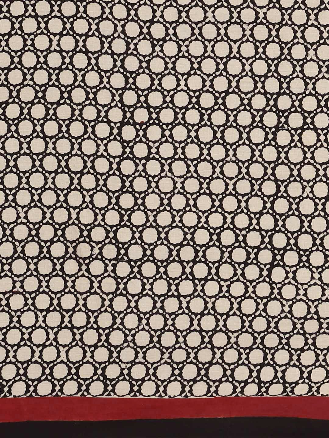 Off-White & Black Bagh Hand Block Print Handcrafted Saree-Saree-Kalakari India-BHKPSA0028-Cotton, Dabu, Geographical Indication, Hand Blocks, Hand Crafted, Heritage Prints, Indigo, Natural Dyes, Sarees, Sustainable Fabrics-[Linen,Ethnic,wear,Fashionista,Handloom,Handicraft,Indigo,blockprint,block,print,Cotton,Chanderi,Blue, latest,classy,party,bollywood,trendy,summer,style,traditional,formal,elegant,unique,style,hand,block,print, dabu,booti,gift,present,glamorous,affordable,collectible,Sari,Sare