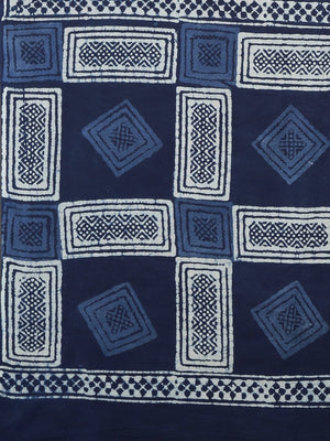 Indigo Mud Resist Handblock Print Handcrafted Cotton Saree-Saree-Kalakari India-BHKPSA0029-Cotton, Dabu, Geographical Indication, Hand Blocks, Hand Crafted, Heritage Prints, Indigo, Natural Dyes, Sarees, Sustainable Fabrics-[Linen,Ethnic,wear,Fashionista,Handloom,Handicraft,Indigo,blockprint,block,print,Cotton,Chanderi,Blue, latest,classy,party,bollywood,trendy,summer,style,traditional,formal,elegant,unique,style,hand,block,print, dabu,booti,gift,present,glamorous,affordable,collectible,Sari,Sar