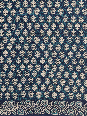 Navy Blue & Off-White Mud Resist Handblock Print Handcrafted Cotton Saree-Saree-Kalakari India-BHKPSA0032-Cotton, Dabu, Geographical Indication, Hand Blocks, Hand Crafted, Heritage Prints, Indigo, Natural Dyes, Sarees, Sustainable Fabrics-[Linen,Ethnic,wear,Fashionista,Handloom,Handicraft,Indigo,blockprint,block,print,Cotton,Chanderi,Blue, latest,classy,party,bollywood,trendy,summer,style,traditional,formal,elegant,unique,style,hand,block,print, dabu,booti,gift,present,glamorous,affordable,colle