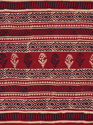 Red & Beige Mud Resist Handblock Print Batik Handcrafted Cotton Saree-Saree-Kalakari India-BHKPSA0033-Batik, Cotton, Geographical Indication, Hand Blocks, Hand Crafted, Heritage Prints, Sarees, Sustainable Fabrics-[Linen,Ethnic,wear,Fashionista,Handloom,Handicraft,Indigo,blockprint,block,print,Cotton,Chanderi,Blue, latest,classy,party,bollywood,trendy,summer,style,traditional,formal,elegant,unique,style,hand,block,print, dabu,booti,gift,present,glamorous,affordable,collectible,Sari,Saree,printed