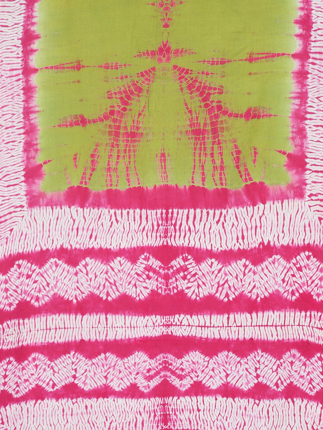 Green & Pink Shibori Tie & Dyed Handcrafted Cotton Saree-Saree-Kalakari India-BHKPSA0036-Cotton, Geographical Indication, Hand Blocks, Hand Crafted, Heritage Prints, Sarees, Shibori, Sustainable Fabrics-[Linen,Ethnic,wear,Fashionista,Handloom,Handicraft,Indigo,blockprint,block,print,Cotton,Chanderi,Blue, latest,classy,party,bollywood,trendy,summer,style,traditional,formal,elegant,unique,style,hand,block,print, dabu,booti,gift,present,glamorous,affordable,collectible,Sari,Saree,printed, holi, Diw