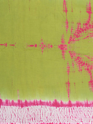 Green & Pink Shibori Tie & Dyed Handcrafted Cotton Saree-Saree-Kalakari India-BHKPSA0036-Cotton, Geographical Indication, Hand Blocks, Hand Crafted, Heritage Prints, Sarees, Shibori, Sustainable Fabrics-[Linen,Ethnic,wear,Fashionista,Handloom,Handicraft,Indigo,blockprint,block,print,Cotton,Chanderi,Blue, latest,classy,party,bollywood,trendy,summer,style,traditional,formal,elegant,unique,style,hand,block,print, dabu,booti,gift,present,glamorous,affordable,collectible,Sari,Saree,printed, holi, Diw