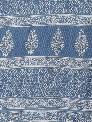 Blue White Dabu Handblock Print Bagru Saree-Saree-Kalakari India-BHKPSA0074-Cotton, Dabu, Geographical Indication, Hand Blocks, Hand Crafted, Heritage Prints, Indigo, Natural Dyes, Sarees, Sustainable Fabrics-[Linen,Ethnic,wear,Fashionista,Handloom,Handicraft,Indigo,blockprint,block,print,Cotton,Chanderi,Blue, latest,classy,party,bollywood,trendy,summer,style,traditional,formal,elegant,unique,style,hand,block,print, dabu,booti,gift,present,glamorous,affordable,collectible,Sari,Saree,printed, hol