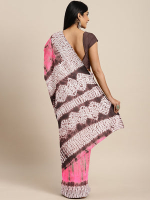 Pink Brown Pure Cotton Handcrafted Printed Bagru Saree-Saree-Kalakari India-BHKPSA0081-Cotton, Geographical Indication, Hand Blocks, Hand Crafted, Heritage Prints, Sarees, Shibori, Sustainable Fabrics-[Linen,Ethnic,wear,Fashionista,Handloom,Handicraft,Indigo,blockprint,block,print,Cotton,Chanderi,Blue, latest,classy,party,bollywood,trendy,summer,style,traditional,formal,elegant,unique,style,hand,block,print, dabu,booti,gift,present,glamorous,affordable,collectible,Sari,Saree,printed, holi, Diwal