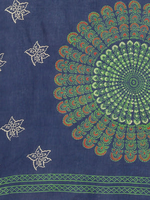 Blue Red Dabu Hand Block Print Handcrafted Bagru Saree-Saree-Kalakari India-BHKPSA0085-Cotton, Dabu, Geographical Indication, Hand Blocks, Hand Crafted, Heritage Prints, Indigo, Natural Dyes, Sarees, Sustainable Fabrics-[Linen,Ethnic,wear,Fashionista,Handloom,Handicraft,Indigo,blockprint,block,print,Cotton,Chanderi,Blue, latest,classy,party,bollywood,trendy,summer,style,traditional,formal,elegant,unique,style,hand,block,print, dabu,booti,gift,present,glamorous,affordable,collectible,Sari,Saree,p