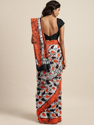 White Orange Printed Handcrafted Bagru Saree-Saree-Kalakari India-BHKPSA0101-Cotton, Geographical Indication, Hand Blocks, Hand Crafted, Heritage Prints, Sarees, Shibori, Sustainable Fabrics-[Linen,Ethnic,wear,Fashionista,Handloom,Handicraft,Indigo,blockprint,block,print,Cotton,Chanderi,Blue, latest,classy,party,bollywood,trendy,summer,style,traditional,formal,elegant,unique,style,hand,block,print, dabu,booti,gift,present,glamorous,affordable,collectible,Sari,Saree,printed, holi, Diwali, birthda