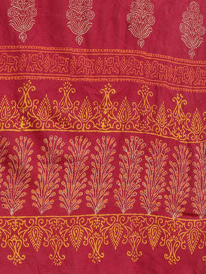 Burgundy Handblock Print Saree-Saree-Kalakari India-BHKPSA0103-Cotton, Geographical Indication, Hand Blocks, Hand Crafted, Heritage Prints, Sanganeri, Sarees, Sustainable Fabrics-[Linen,Ethnic,wear,Fashionista,Handloom,Handicraft,Indigo,blockprint,block,print,Cotton,Chanderi,Blue, latest,classy,party,bollywood,trendy,summer,style,traditional,formal,elegant,unique,style,hand,block,print, dabu,booti,gift,present,glamorous,affordable,collectible,Sari,Saree,printed, holi, Diwali, birthday, anniversa