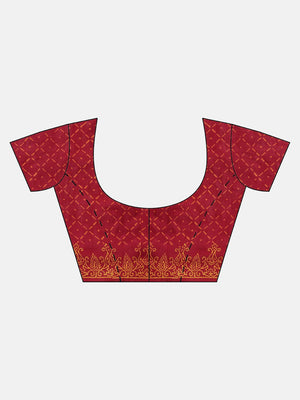 Burgundy Handblock Print Saree-Saree-Kalakari India-BHKPSA0103-Cotton, Geographical Indication, Hand Blocks, Hand Crafted, Heritage Prints, Sanganeri, Sarees, Sustainable Fabrics-[Linen,Ethnic,wear,Fashionista,Handloom,Handicraft,Indigo,blockprint,block,print,Cotton,Chanderi,Blue, latest,classy,party,bollywood,trendy,summer,style,traditional,formal,elegant,unique,style,hand,block,print, dabu,booti,gift,present,glamorous,affordable,collectible,Sari,Saree,printed, holi, Diwali, birthday, anniversa