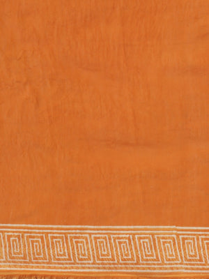 Rust Orange & Off-White Handblock Print Bagru Saree-Saree-Kalakari India-BHKPSA0107-Cotton, Geographical Indication, Hand Blocks, Hand Crafted, Heritage Prints, Sanganeri, Sarees, Sustainable Fabrics-[Linen,Ethnic,wear,Fashionista,Handloom,Handicraft,Indigo,blockprint,block,print,Cotton,Chanderi,Blue, latest,classy,party,bollywood,trendy,summer,style,traditional,formal,elegant,unique,style,hand,block,print, dabu,booti,gift,present,glamorous,affordable,collectible,Sari,Saree,printed, holi, Diwali