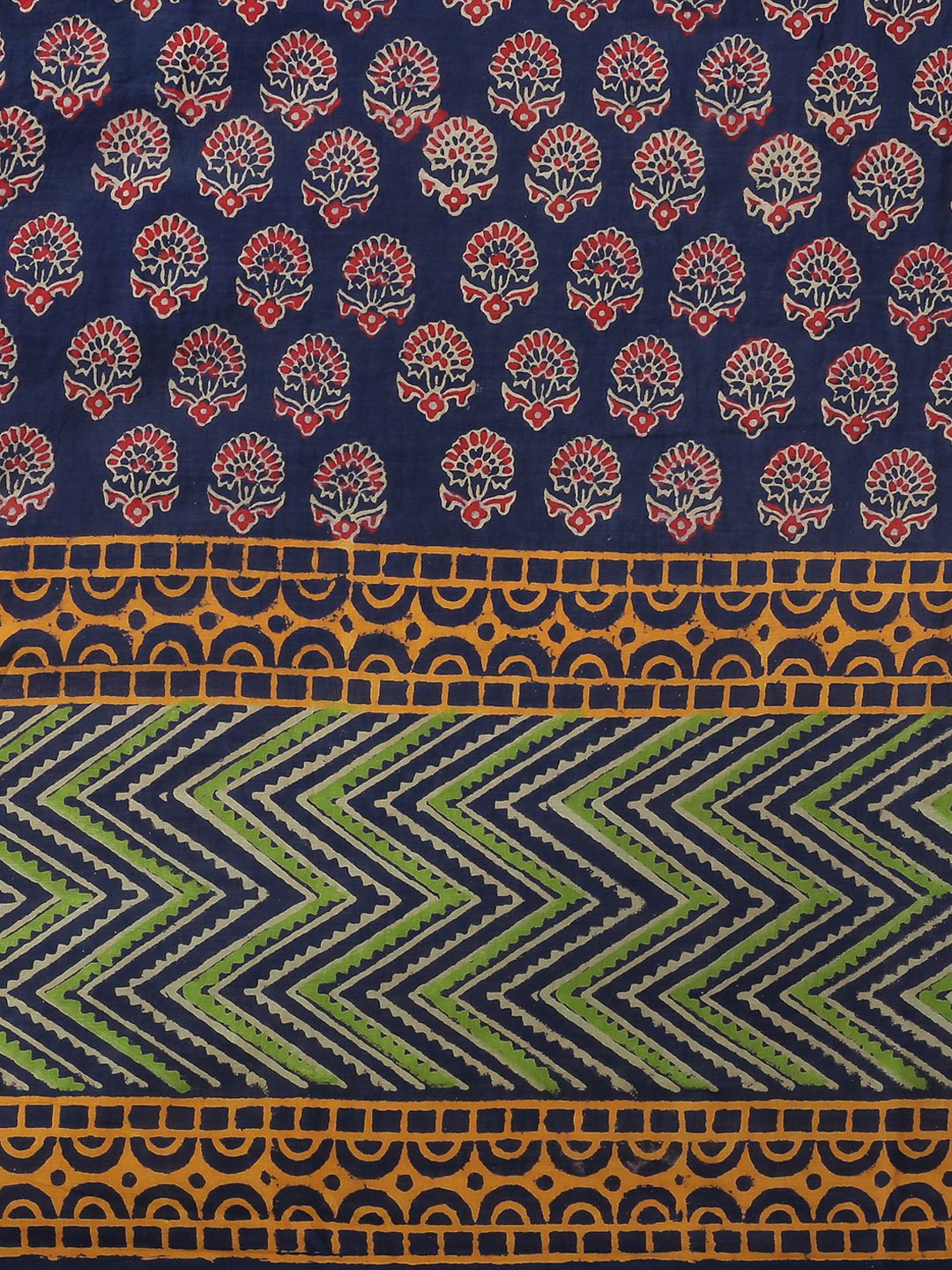 Navy Blue & Red Handblock Print Bagru Saree-Saree-Kalakari India-BHKPSA0110-Cotton, Geographical Indication, Hand Blocks, Hand Crafted, Heritage Prints, Sanganeri, Sarees, Sustainable Fabrics-[Linen,Ethnic,wear,Fashionista,Handloom,Handicraft,Indigo,blockprint,block,print,Cotton,Chanderi,Blue, latest,classy,party,bollywood,trendy,summer,style,traditional,formal,elegant,unique,style,hand,block,print, dabu,booti,gift,present,glamorous,affordable,collectible,Sari,Saree,printed, holi, Diwali, birthd