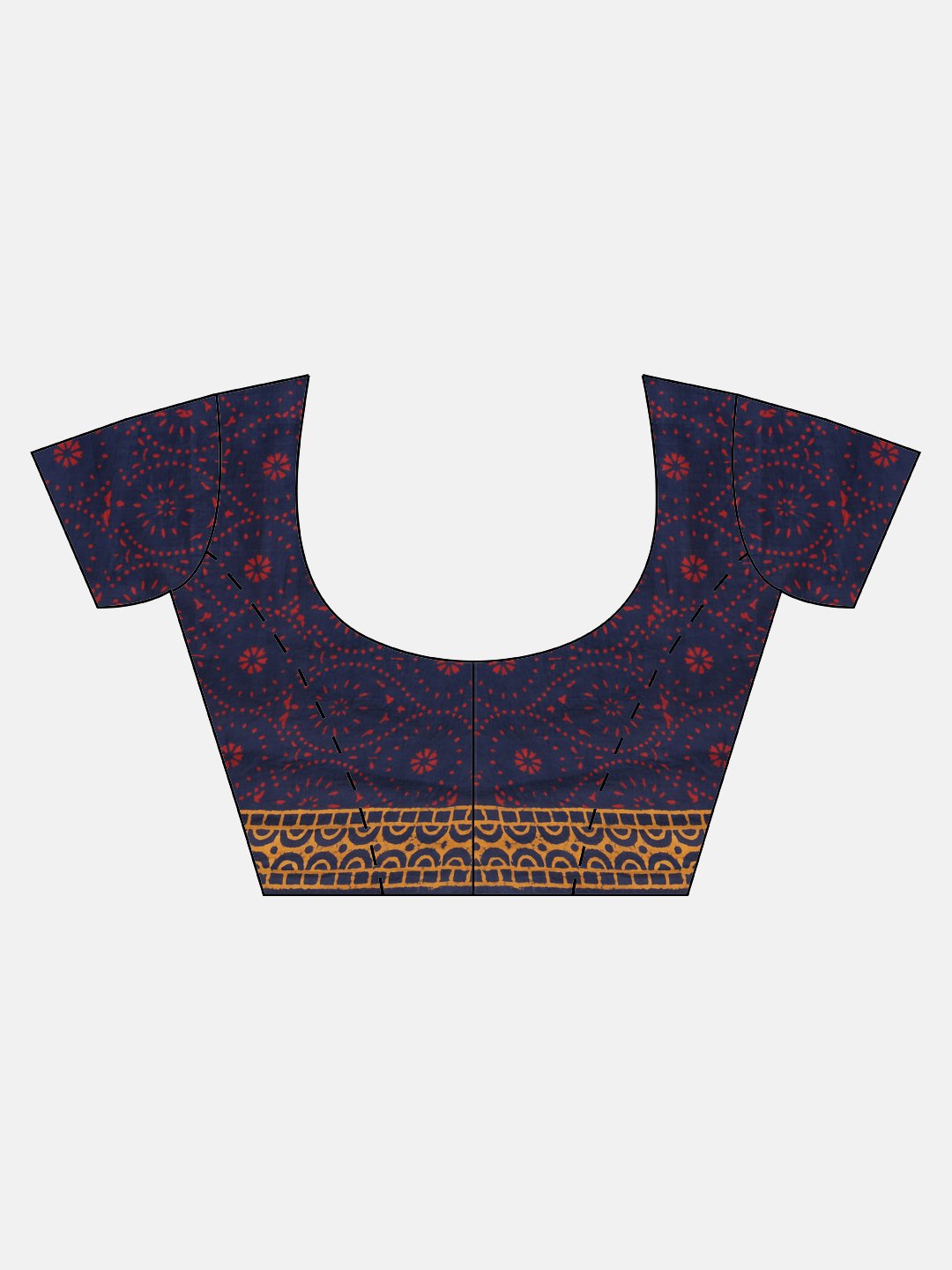 Navy Blue & Red Handblock Print Bagru Saree-Saree-Kalakari India-BHKPSA0110-Cotton, Geographical Indication, Hand Blocks, Hand Crafted, Heritage Prints, Sanganeri, Sarees, Sustainable Fabrics-[Linen,Ethnic,wear,Fashionista,Handloom,Handicraft,Indigo,blockprint,block,print,Cotton,Chanderi,Blue, latest,classy,party,bollywood,trendy,summer,style,traditional,formal,elegant,unique,style,hand,block,print, dabu,booti,gift,present,glamorous,affordable,collectible,Sari,Saree,printed, holi, Diwali, birthd
