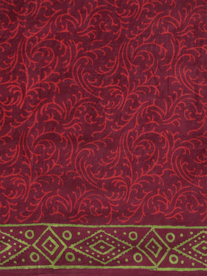 Burgundy Handblock Print Bagru Saree-Saree-Kalakari India-BHKPSA0113-Cotton, Geographical Indication, Hand Blocks, Hand Crafted, Heritage Prints, Sanganeri, Sarees, Sustainable Fabrics-[Linen,Ethnic,wear,Fashionista,Handloom,Handicraft,Indigo,blockprint,block,print,Cotton,Chanderi,Blue, latest,classy,party,bollywood,trendy,summer,style,traditional,formal,elegant,unique,style,hand,block,print, dabu,booti,gift,present,glamorous,affordable,collectible,Sari,Saree,printed, holi, Diwali, birthday, ann