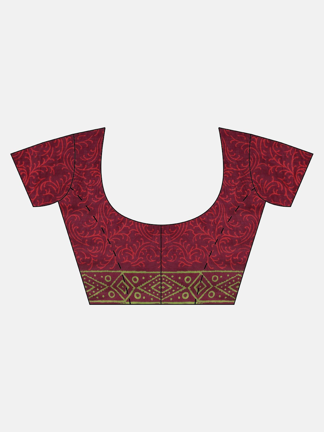 Burgundy Handblock Print Bagru Saree-Saree-Kalakari India-BHKPSA0113-Cotton, Geographical Indication, Hand Blocks, Hand Crafted, Heritage Prints, Sanganeri, Sarees, Sustainable Fabrics-[Linen,Ethnic,wear,Fashionista,Handloom,Handicraft,Indigo,blockprint,block,print,Cotton,Chanderi,Blue, latest,classy,party,bollywood,trendy,summer,style,traditional,formal,elegant,unique,style,hand,block,print, dabu,booti,gift,present,glamorous,affordable,collectible,Sari,Saree,printed, holi, Diwali, birthday, ann