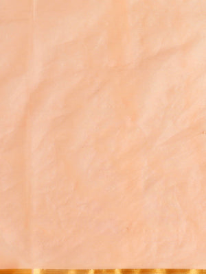 Peach-Coloured Hand Painted Organza Saree-Saree-Kalakari India-BHKPSA0130-Hand Painted, Organza, Sarees, Sustainable Fabrics, Traditional Weave-[Linen,Ethnic,wear,Fashionista,Handloom,Handicraft,Indigo,blockprint,block,print,Cotton,Chanderi,Blue, latest,classy,party,bollywood,trendy,summer,style,traditional,formal,elegant,unique,style,hand,block,print, dabu,booti,gift,present,glamorous,affordable,collectible,Sari,Saree,printed, holi, Diwali, birthday, anniversary, sustainable, organic, scarf, on