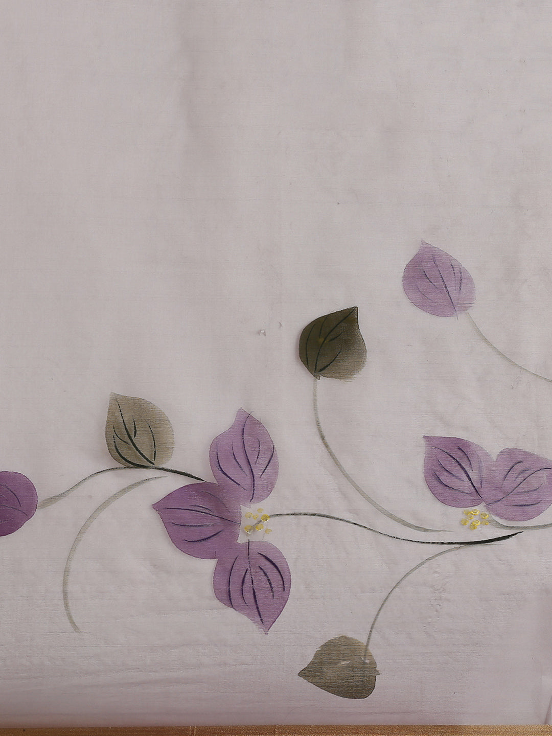 Purple & Olive Green Hand Painted Organza Saree-Saree-Kalakari India-BHKPSA0131-Hand Painted, Organza, Sarees, Sustainable Fabrics, Traditional Weave-[Linen,Ethnic,wear,Fashionista,Handloom,Handicraft,Indigo,blockprint,block,print,Cotton,Chanderi,Blue, latest,classy,party,bollywood,trendy,summer,style,traditional,formal,elegant,unique,style,hand,block,print, dabu,booti,gift,present,glamorous,affordable,collectible,Sari,Saree,printed, holi, Diwali, birthday, anniversary, sustainable, organic, sca