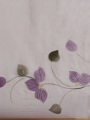 Purple & Olive Green Hand Painted Organza Saree-Saree-Kalakari India-BHKPSA0131-Hand Painted, Organza, Sarees, Sustainable Fabrics, Traditional Weave-[Linen,Ethnic,wear,Fashionista,Handloom,Handicraft,Indigo,blockprint,block,print,Cotton,Chanderi,Blue, latest,classy,party,bollywood,trendy,summer,style,traditional,formal,elegant,unique,style,hand,block,print, dabu,booti,gift,present,glamorous,affordable,collectible,Sari,Saree,printed, holi, Diwali, birthday, anniversary, sustainable, organic, sca
