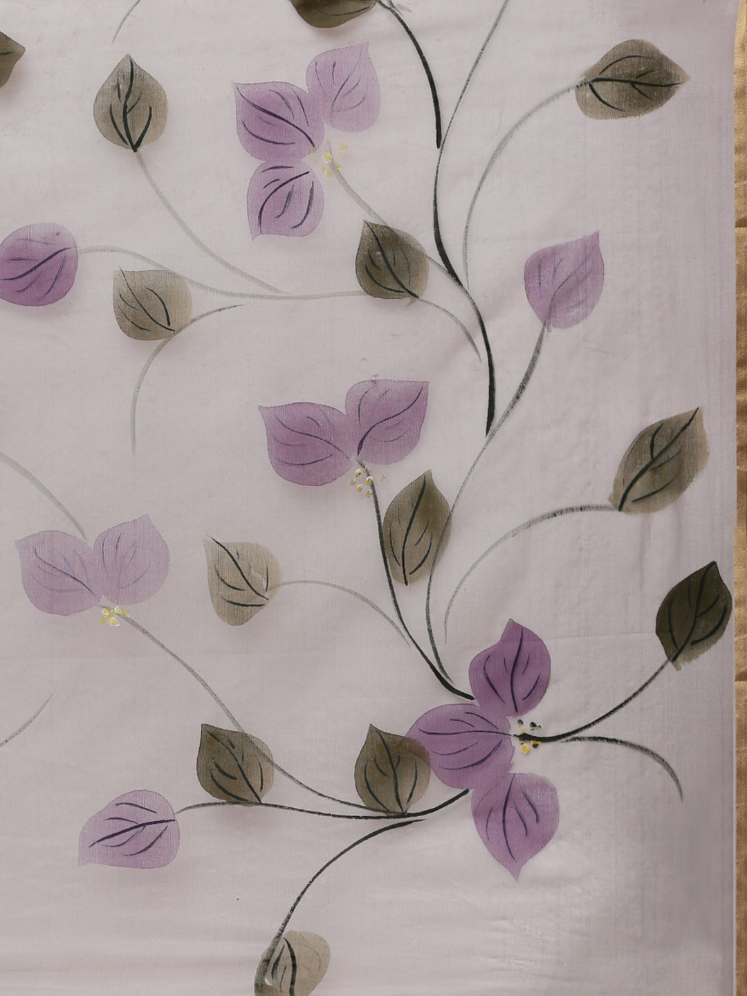 Purple & Olive Green Hand Painted Organza Saree-Saree-Kalakari India-BHKPSA0131-Hand Painted, Organza, Sarees, Sustainable Fabrics, Traditional Weave-[Linen,Ethnic,wear,Fashionista,Handloom,Handicraft,Indigo,blockprint,block,print,Cotton,Chanderi,Blue, latest,classy,party,bollywood,trendy,summer,style,traditional,formal,elegant,unique,style,hand,block,print, dabu,booti,gift,present,glamorous,affordable,collectible,Sari,Saree,printed, holi, Diwali, birthday, anniversary, sustainable, organic, sca