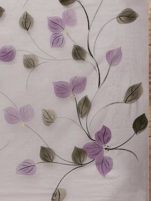 Purple & Olive Green Hand Painted Organza Saree-Saree-Kalakari India-BHKPSA0131-Hand Painted, Organza, Sarees, Sustainable Fabrics, Traditional Weave-[Linen,Ethnic,wear,Fashionista,Handloom,Handicraft,Indigo,blockprint,block,print,Cotton,Chanderi,Blue, latest,classy,party,bollywood,trendy,summer,style,traditional,formal,elegant,unique,style,hand,block,print, dabu,booti,gift,present,glamorous,affordable,collectible,Sari,Saree,printed, holi, Diwali, birthday, anniversary, sustainable, organic, sca