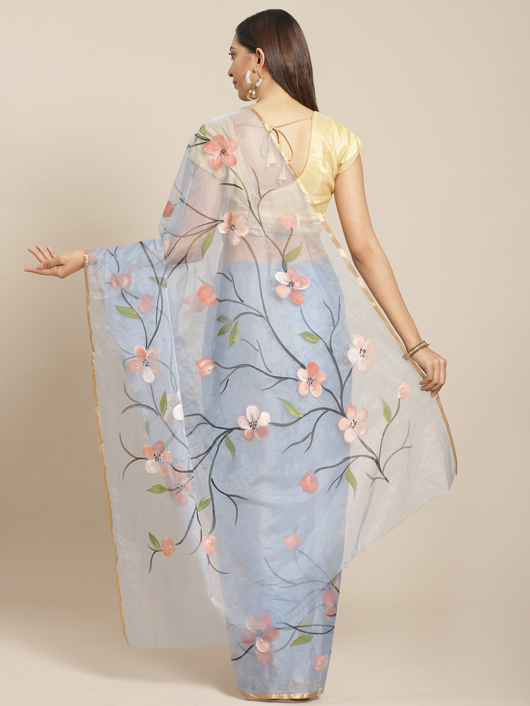 Violet and Pink, Kalakari India Organza Purple Hand crafted saree with blouse BHKPSA0133-Saree-Kalakari India-BHKPSA0133-Geographical Indication, Hand Crafted, Hand Painted, Heritage Prints, Natural Dyes, Organza, Red, Sarees, Sustainable Fabrics, Woven, Yellow-[Linen,Ethnic,wear,Fashionista,Handloom,Handicraft,Indigo,blockprint,block,print,Cotton,Chanderi,Blue, latest,classy,party,bollywood,trendy,summer,style,traditional,formal,elegant,unique,style,hand,block,print, dabu,booti,gift,present,gla