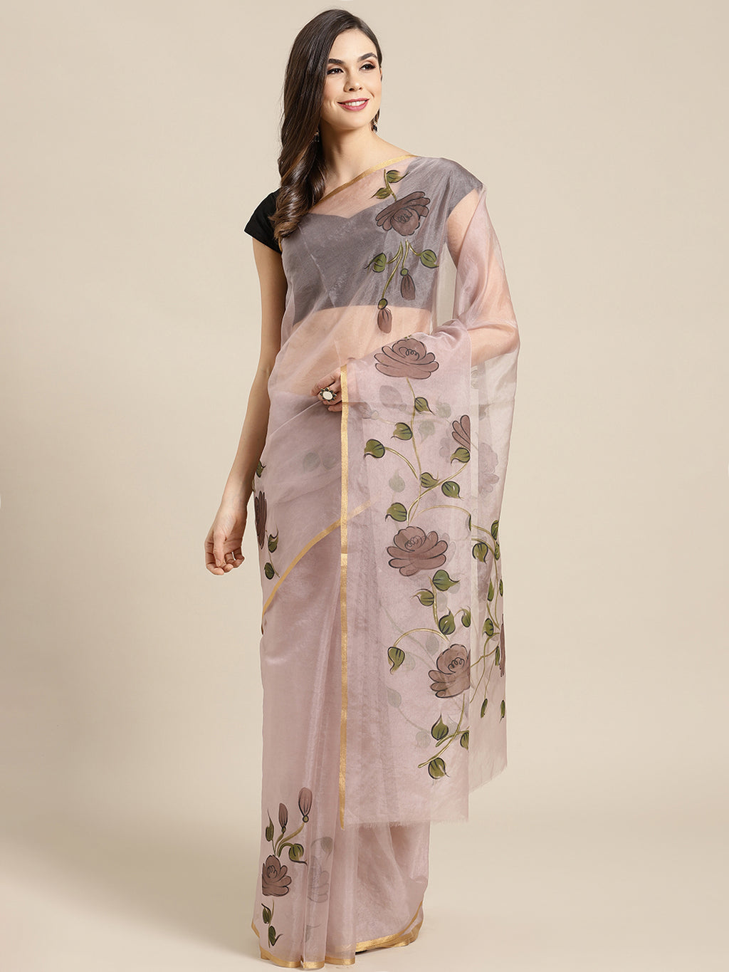 Purple and Green, Kalakari India Bagru Organza Solid Saree with Blouse BHKPSA0140-Saree-Kalakari India-BHKPSA0140-Geographical Indication, Hand Crafted, Hand Painted, Heritage Prints, Natural Dyes, Organza, Red, Sarees, Sustainable Fabrics, Woven, Yellow-[Linen,Ethnic,wear,Fashionista,Handloom,Handicraft,Indigo,blockprint,block,print,Cotton,Chanderi,Blue, latest,classy,party,bollywood,trendy,summer,style,traditional,formal,elegant,unique,style,hand,block,print, dabu,booti,gift,present,glamorous,