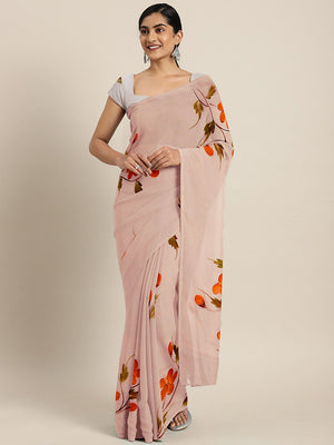 Kalakari India Organza Hand Painted Saree With Blouse BHKPSA0156-Saree-Kalakari India-BHKPSA0156-Bollywood, Fashio, Geographical Indication, Hand Crafted, Heritage Prints, Natural Dyes, Organza, Sarees, Sustainable Fabrics, Woven-[Linen,Ethnic,wear,Fashionista,Handloom,Handicraft,Indigo,blockprint,block,print,Cotton,Chanderi,Blue, latest,classy,party,bollywood,trendy,summer,style,traditional,formal,elegant,unique,style,hand,block,print, dabu,booti,gift,present,glamorous,affordable,collectible,Sa