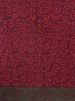 Burgundy & Orange Handblock Print Bagru Saree-Saree-Kalakari India-BHKPSA0105-Cotton, Geographical Indication, Hand Blocks, Hand Crafted, Heritage Prints, Sanganeri, Sarees, Sustainable Fabrics-[Linen,Ethnic,wear,Fashionista,Handloom,Handicraft,Indigo,blockprint,block,print,Cotton,Chanderi,Blue, latest,classy,party,bollywood,trendy,summer,style,traditional,formal,elegant,unique,style,hand,block,print, dabu,booti,gift,present,glamorous,affordable,collectible,Sari,Saree,printed, holi, Diwali, birt