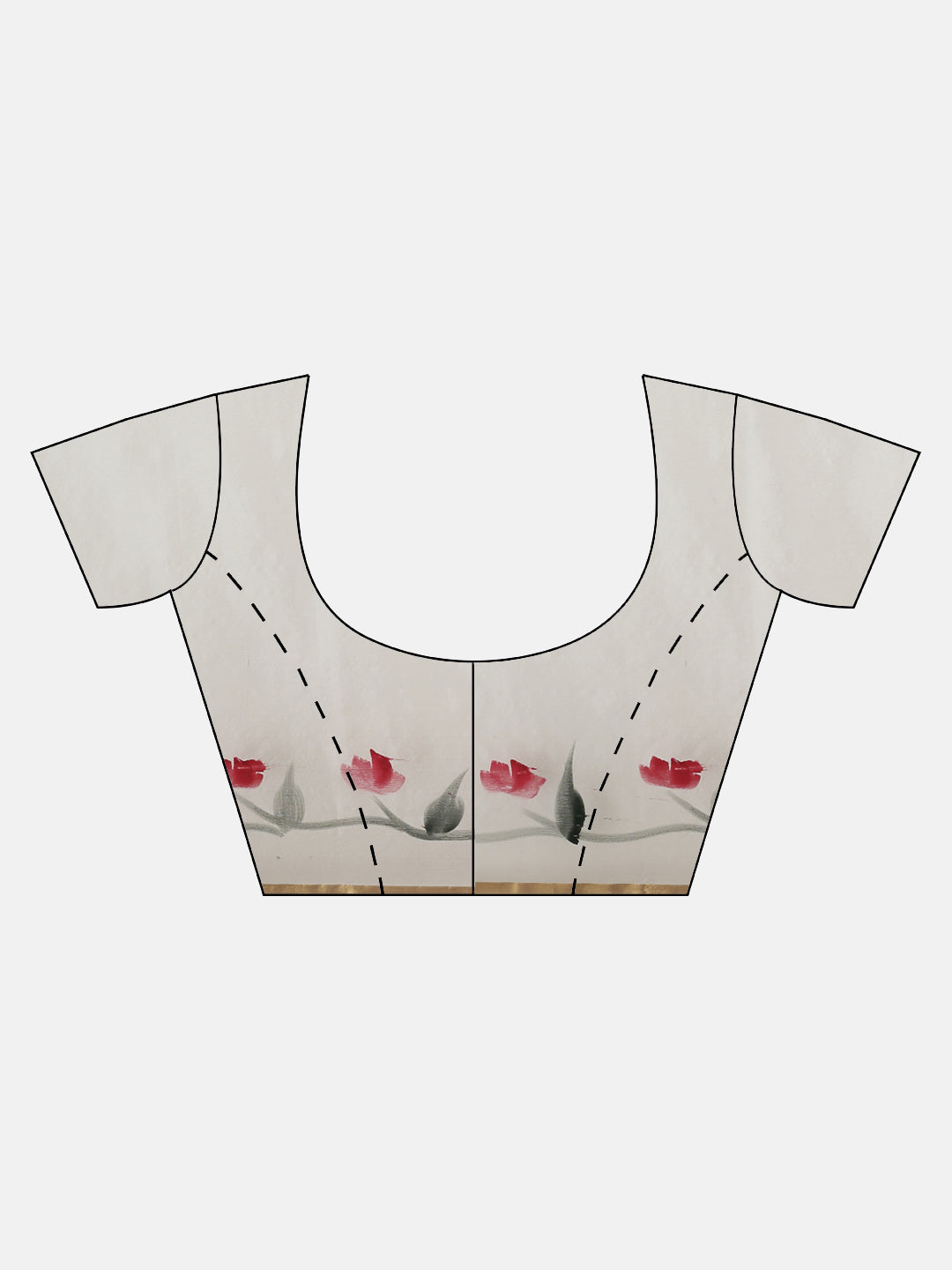 White & Red Floral Hand Painted Organza Saree-Saree-Kalakari India-BHKPSA0128-Hand Painted, Organza, Sarees, Sustainable Fabrics, Traditional Weave-[Linen,Ethnic,wear,Fashionista,Handloom,Handicraft,Indigo,blockprint,block,print,Cotton,Chanderi,Blue, latest,classy,party,bollywood,trendy,summer,style,traditional,formal,elegant,unique,style,hand,block,print, dabu,booti,gift,present,glamorous,affordable,collectible,Sari,Saree,printed, holi, Diwali, birthday, anniversary, sustainable, organic, scarf