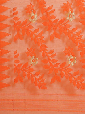 Orange and Tan, Kalakari India Jamdani Silk Cotton Woven Design Saree without blouse CHBHSA0019-Saree-Kalakari India-CHBHSA0019-Bengal, Geographical Indication, Hand Crafted, Hand Painted, Heritage Prints, Jamdani, Natural Dyes, Red, Sarees, Silk Blended, Sustainable Fabrics, Woven, Yellow-[Linen,Ethnic,wear,Fashionista,Handloom,Handicraft,Indigo,blockprint,block,print,Cotton,Chanderi,Blue, latest,classy,party,bollywood,trendy,summer,style,traditional,formal,elegant,unique,style,hand,block,print