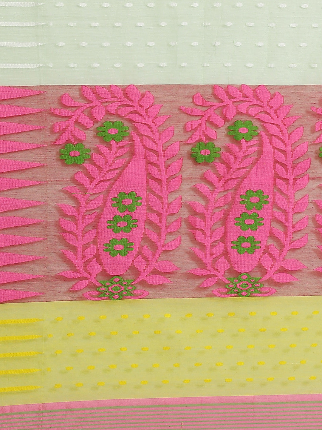 Green and Pink, Kalakari India Jamdani Silk Cotton Woven Design Saree without blouse CHBHSA0020-Saree-Kalakari India-CHBHSA0020-Bengal, Geographical Indication, Hand Crafted, Hand Painted, Heritage Prints, Jamdani, Natural Dyes, Red, Sarees, Silk Blended, Sustainable Fabrics, Woven, Yellow-[Linen,Ethnic,wear,Fashionista,Handloom,Handicraft,Indigo,blockprint,block,print,Cotton,Chanderi,Blue, latest,classy,party,bollywood,trendy,summer,style,traditional,formal,elegant,unique,style,hand,block,print