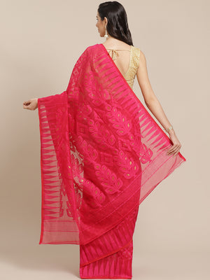 Pink and Tan, Kalakari India Jamdani Silk Cotton Woven Design Saree without blouse CHBHSA0025-Saree-Kalakari India-CHBHSA0025-Bengal, Geographical Indication, Hand Crafted, Hand Painted, Heritage Prints, Jamdani, Natural Dyes, Red, Sarees, Silk Blended, Sustainable Fabrics, Woven, Yellow-[Linen,Ethnic,wear,Fashionista,Handloom,Handicraft,Indigo,blockprint,block,print,Cotton,Chanderi,Blue, latest,classy,party,bollywood,trendy,summer,style,traditional,formal,elegant,unique,style,hand,block,print, 